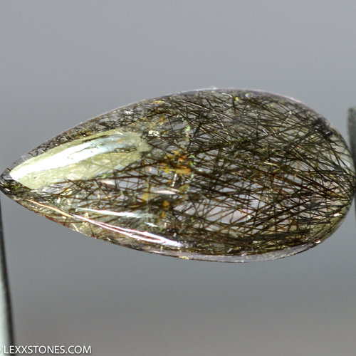 Natural Brazilian Black Tourmalinated Rutile Quartz Gemstone Cabochon Hand Crafted By LEXX STONES 21 Carats