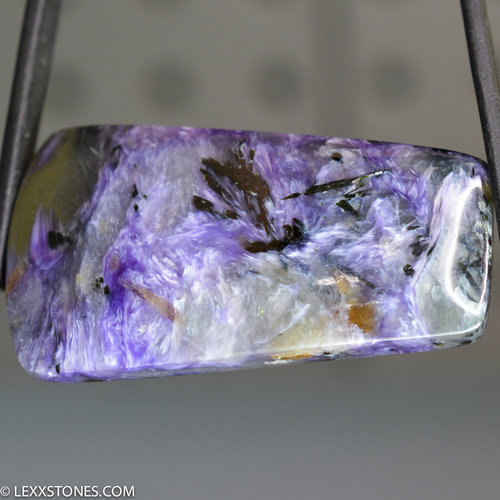 Rare High Grade Silky Chatoyant Siberian Charoite Gemstone Cabochon Hand Crafted by LEXX STONES 82 Carats
