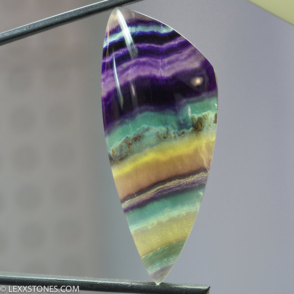 Colorful Banded Argentine Rainbow Fluorite Cabochon Hand Crafted by Lexx Stones 130 Carats