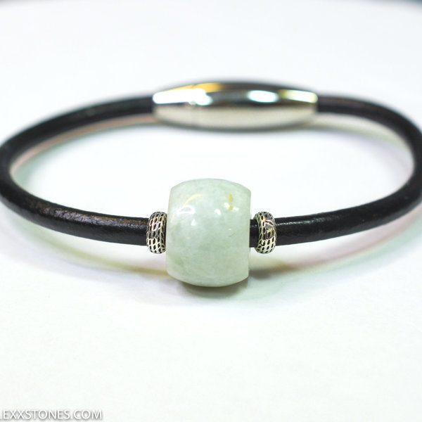 Burmese Jadeite Jade Barrel Bead Gemstone Bali Bracelet Hand Crafted By LEXX STONES
