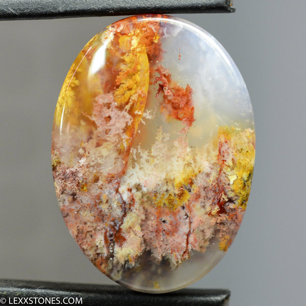 Colofrul Pink Lady Plume Agate Gemstone Cabochon Hand Crafted By Lexx Stones 23 Carats